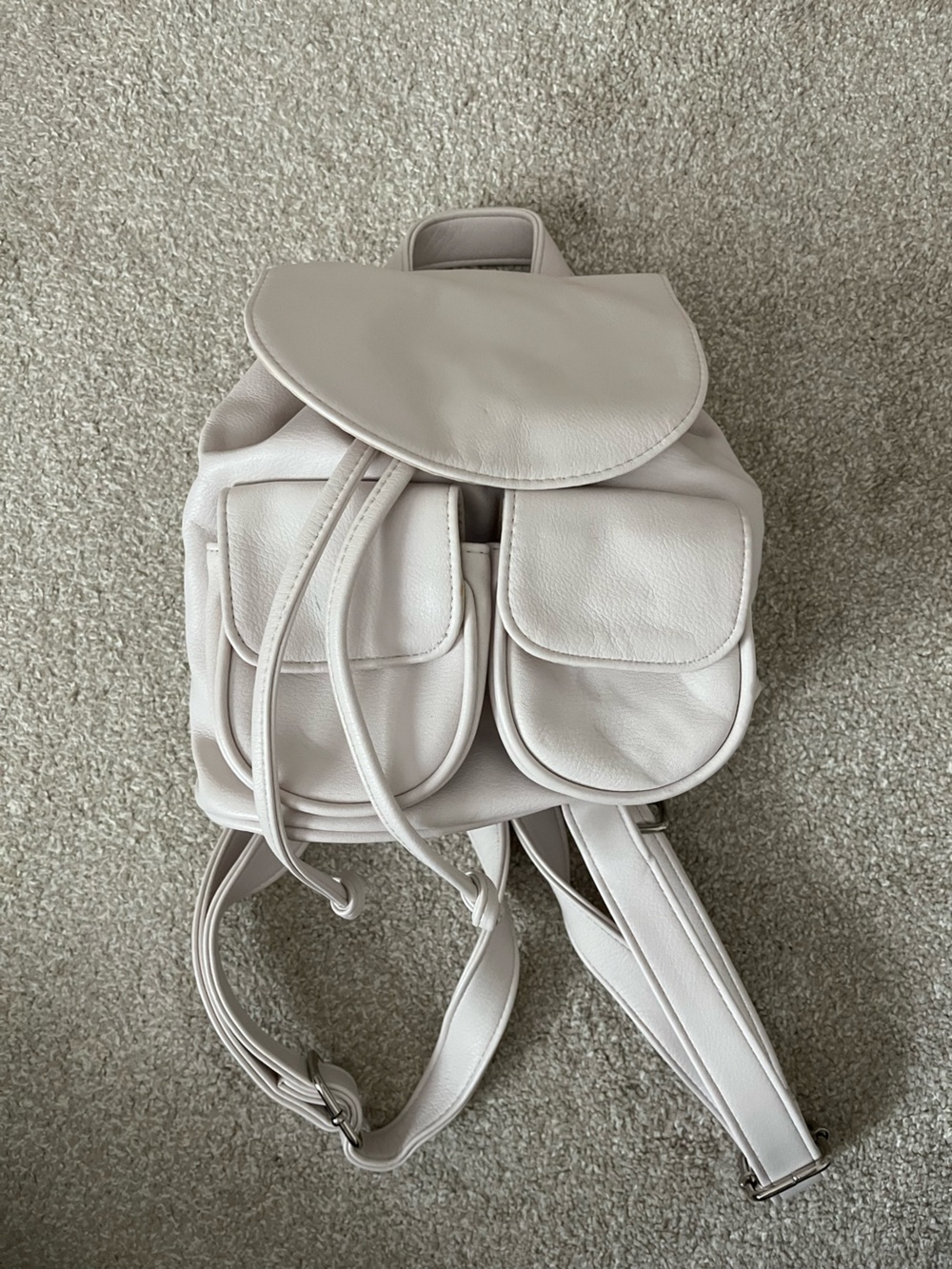 Light Lavender Faux Leather Mini Utility Backpack